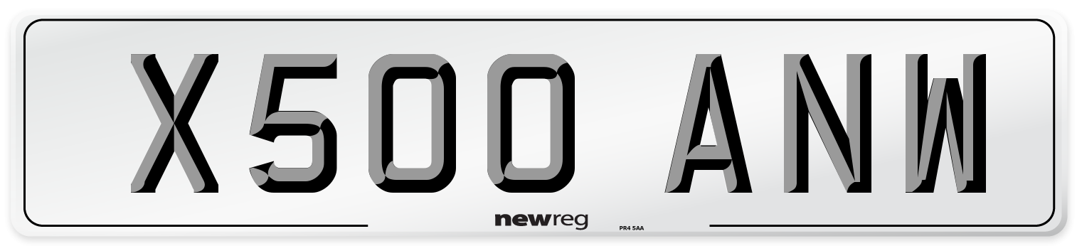X500 ANW Number Plate from New Reg